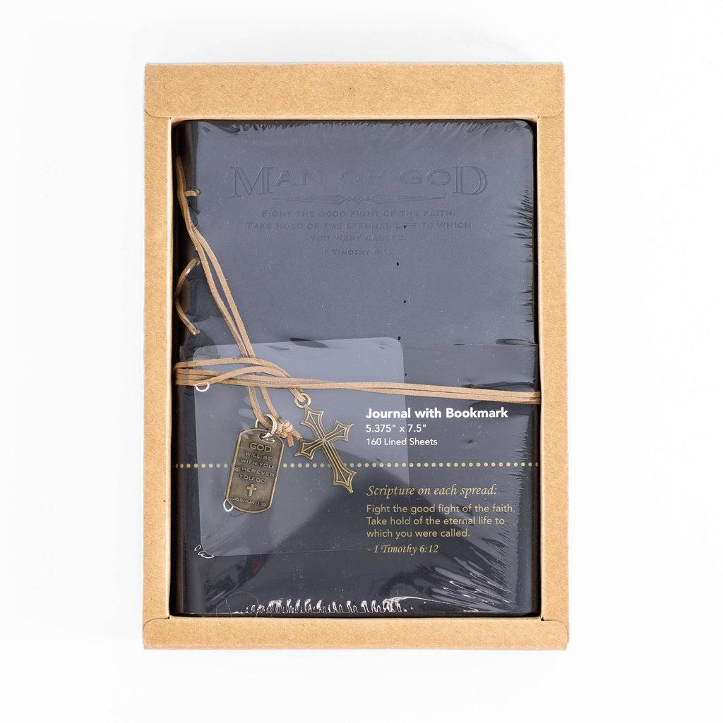Faux Leather Journals: Man Of God With Cross Charm Black