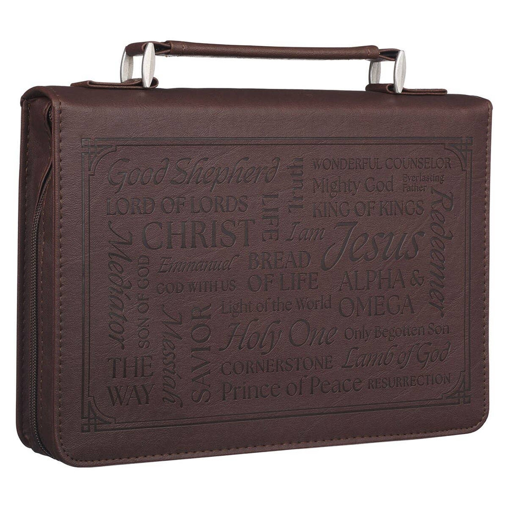 Bible Cover Classic Brown Names of Jesus Isa. 9:6 L: Large