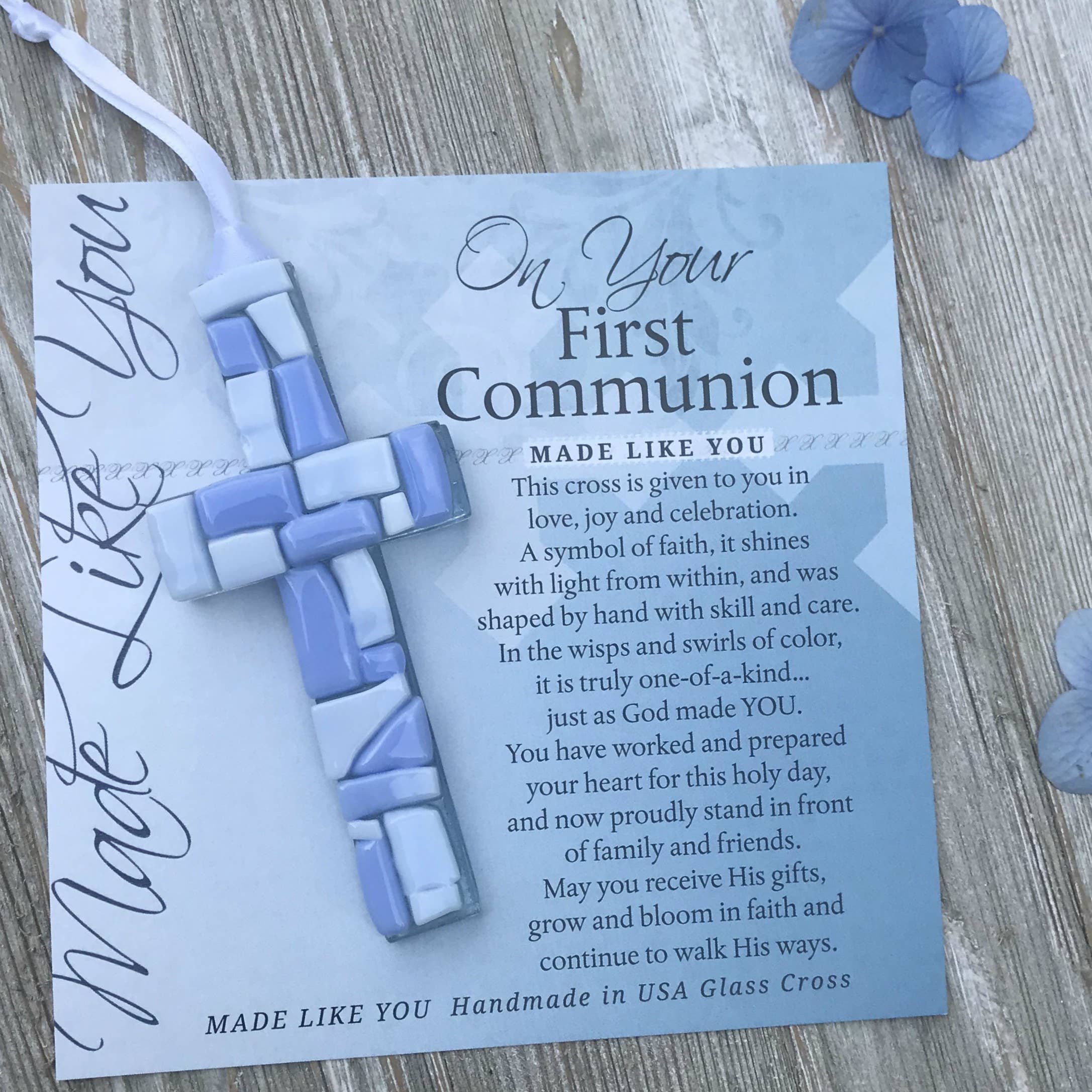 First Communion Gift Cross For Boy: USA Handmade Glass